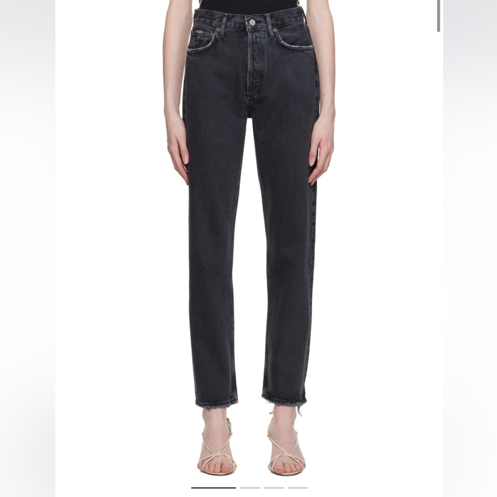 Agolde Distressed Straight Leg Pinch Waist Black 25